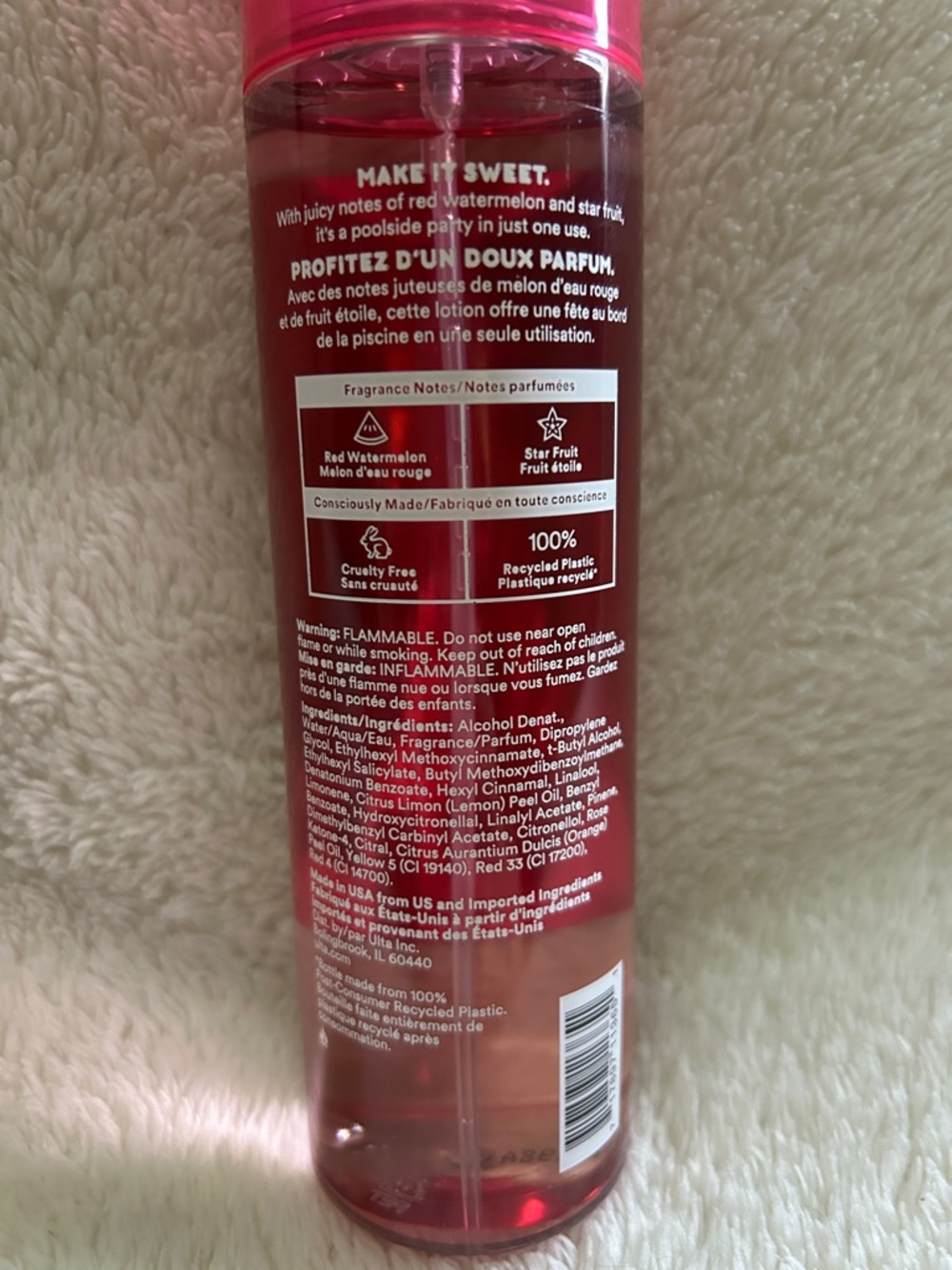 Ulta Pink/Red Red Watermelon Fragrance Hair and Body mist - Picture 2 of 3
